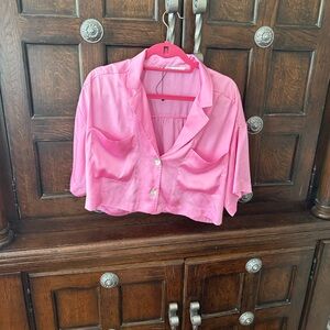 Zara Vibrant Pink Cropped Shirt